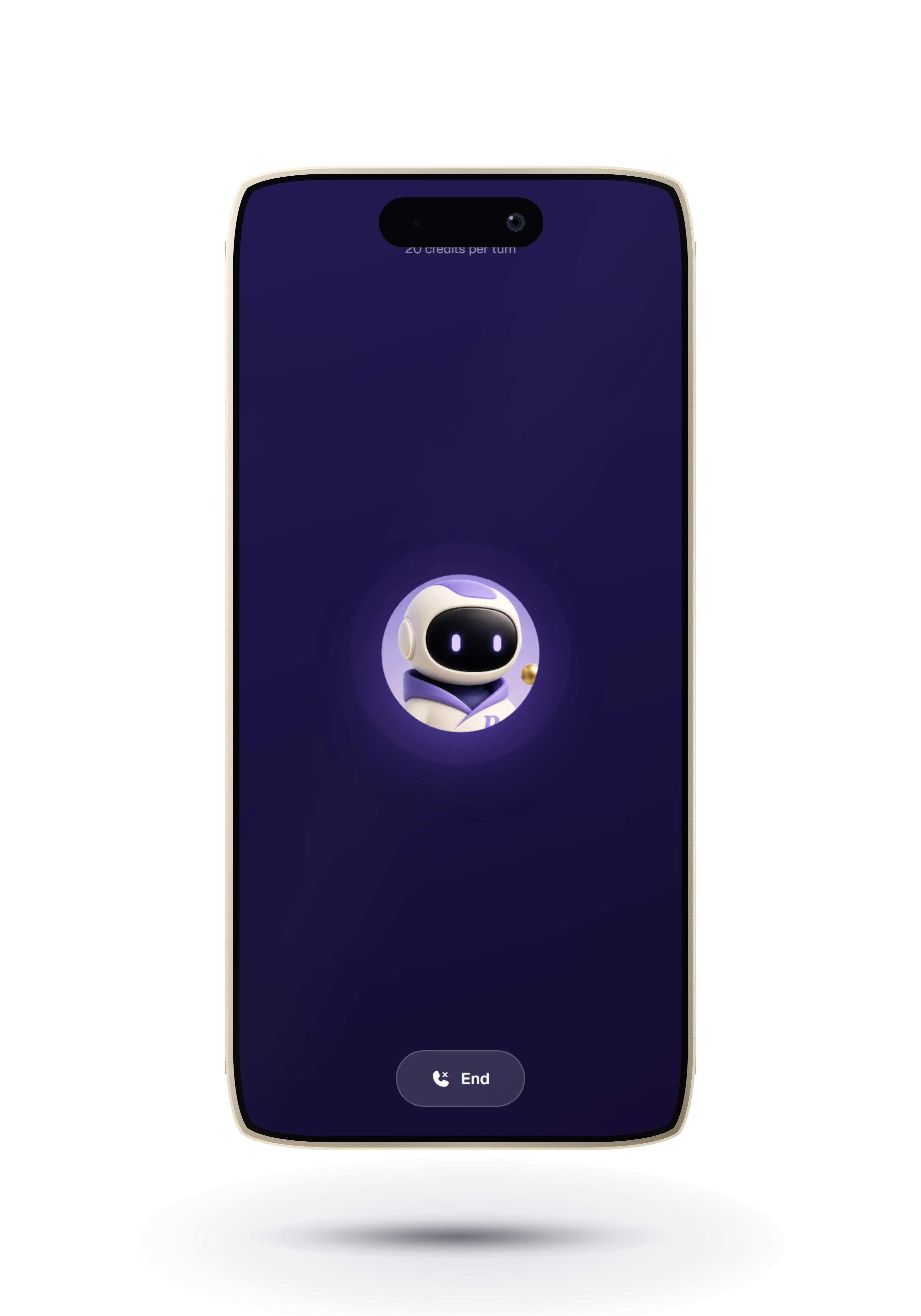 AI Voice listening on iPhone, showing the credit cost per turn